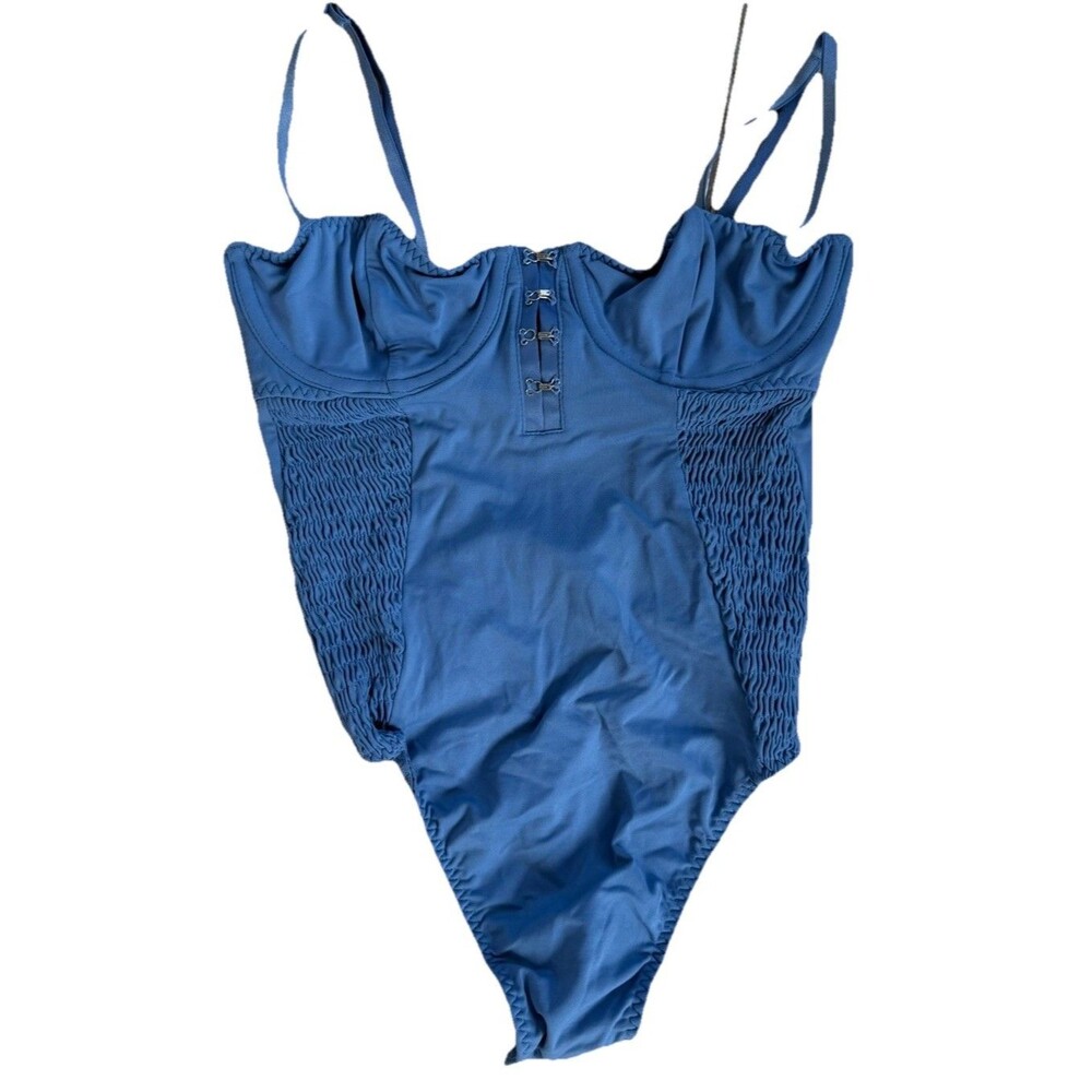 Victoria’s Secret XS Blue One Piece Swimsuit Underwire Shirred Side‎ Women’s